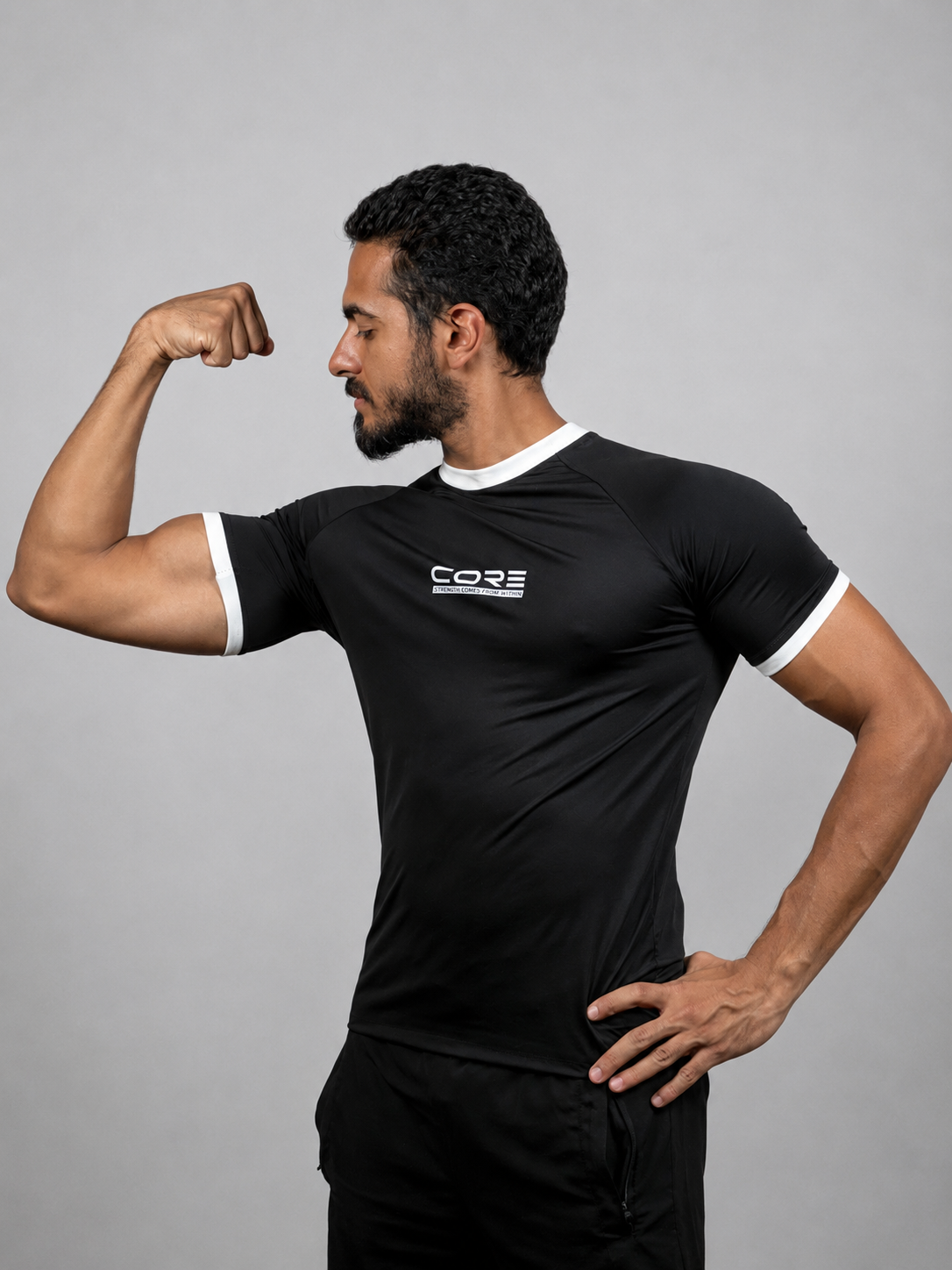 CORE Compression Ringer Tee Black side pose