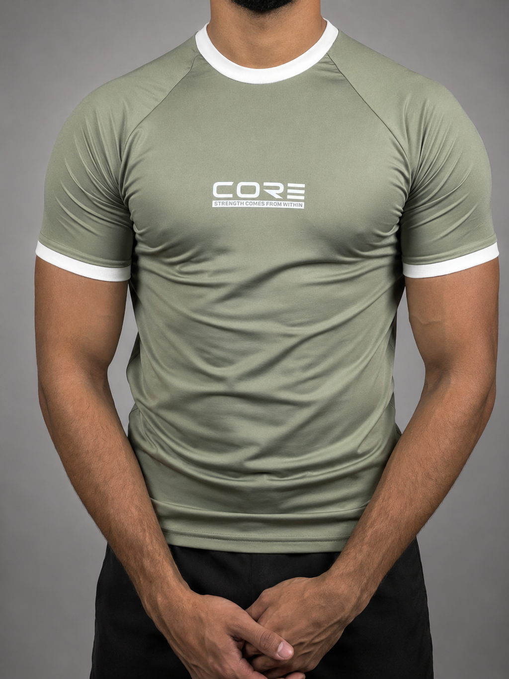 CORE Compression Ringer Tee Sage Green detail