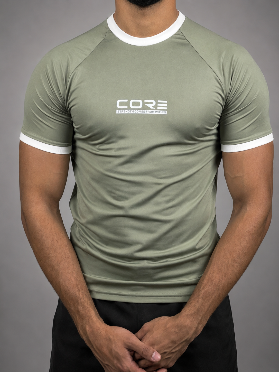 CORE Compression Ringer Tee Sage Green detail