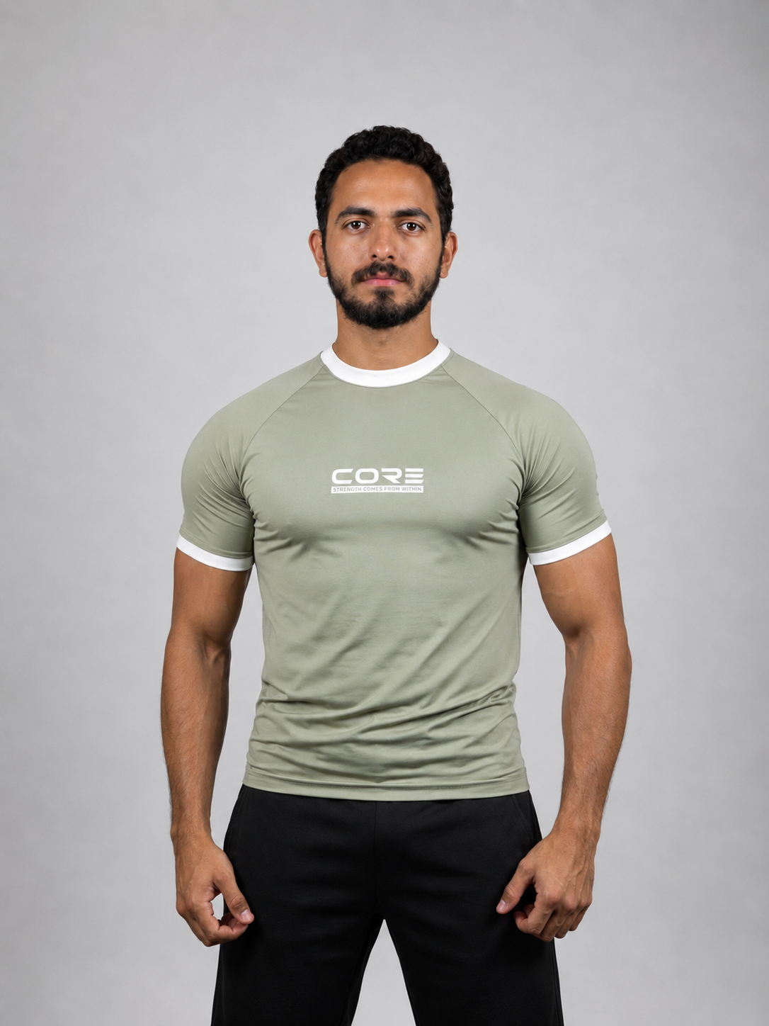 CORE Compression Ringer Tee Sage Green front