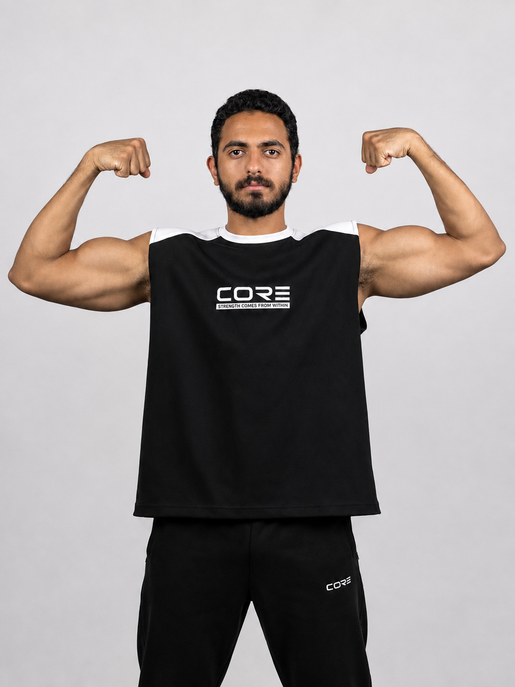 CORE Relaxed Tank Top Black front flex