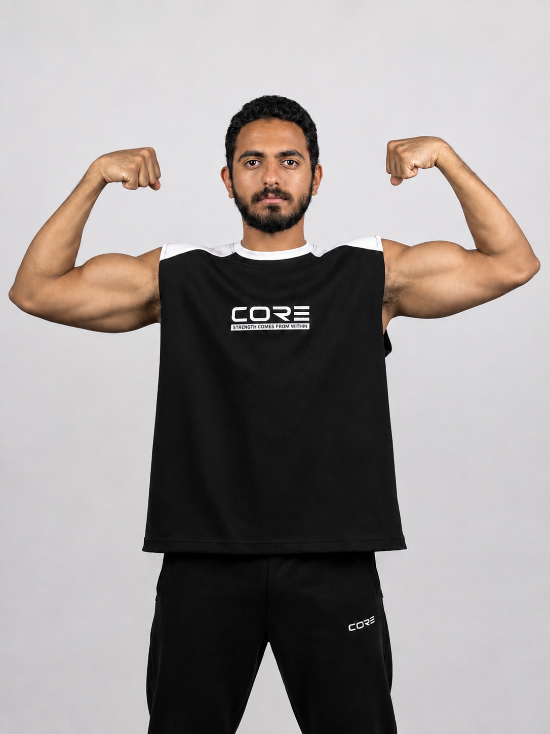CORE Relaxed Tank Top Black front flex