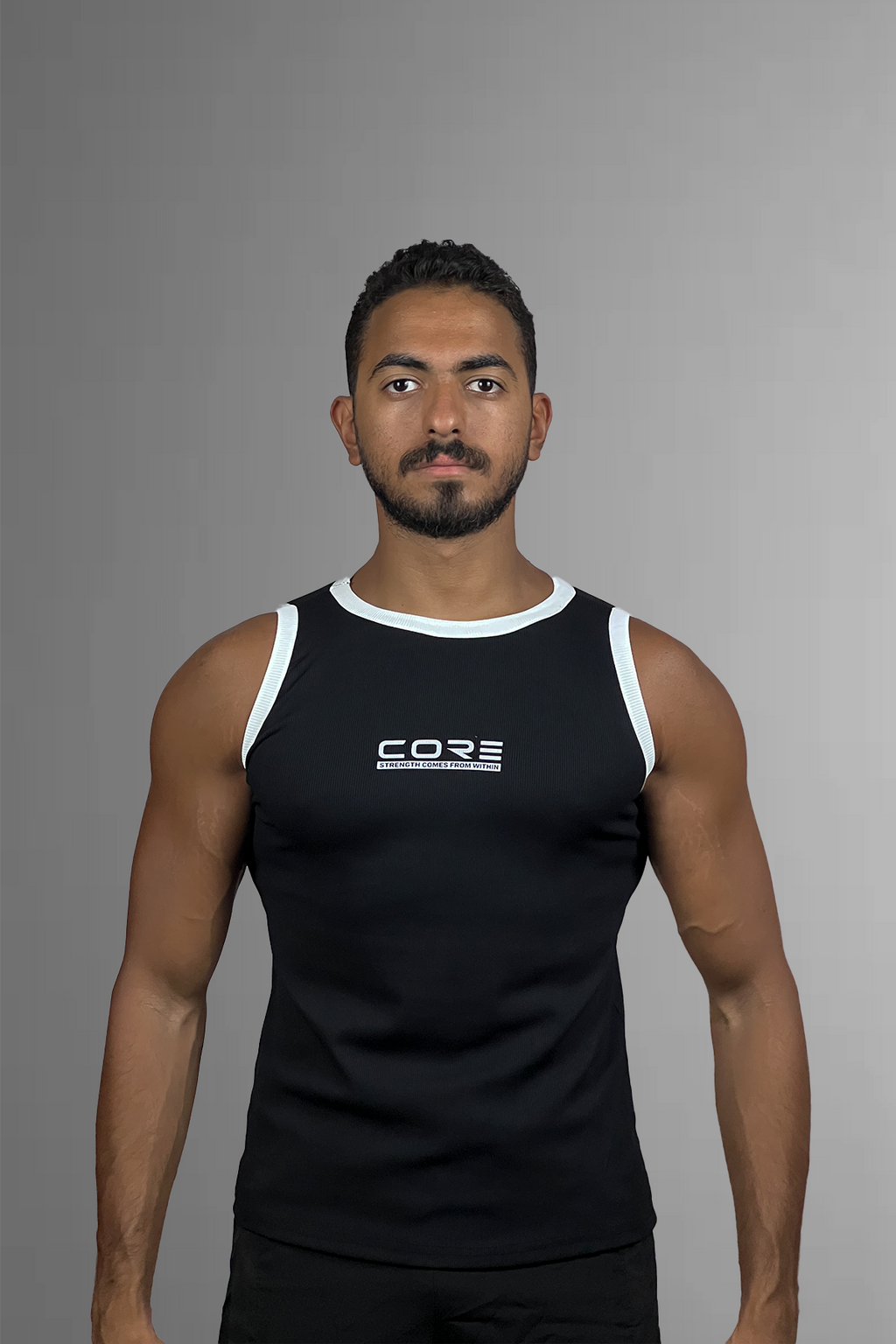 CORE Ribbed Tank Top Black front