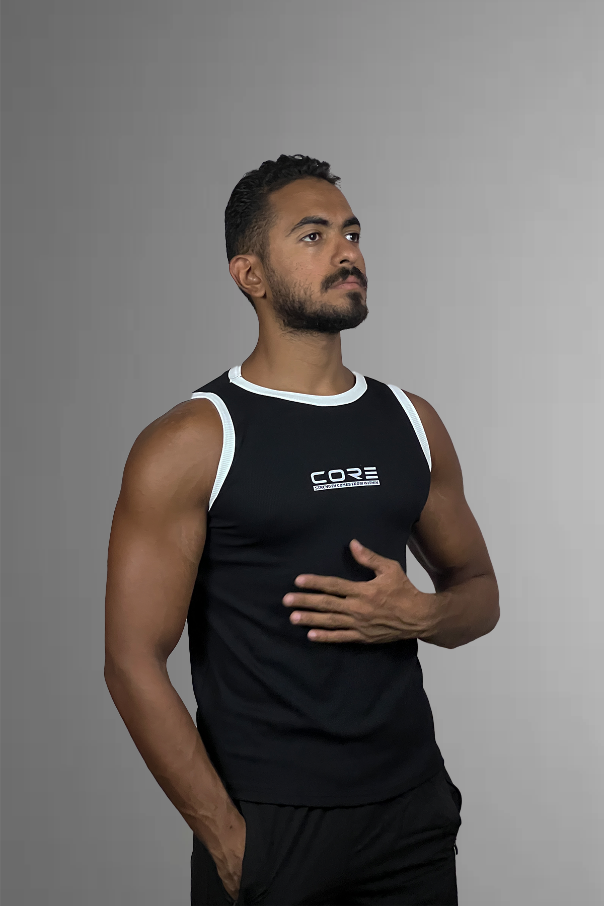 CORE Ribbed Tank Top Black side