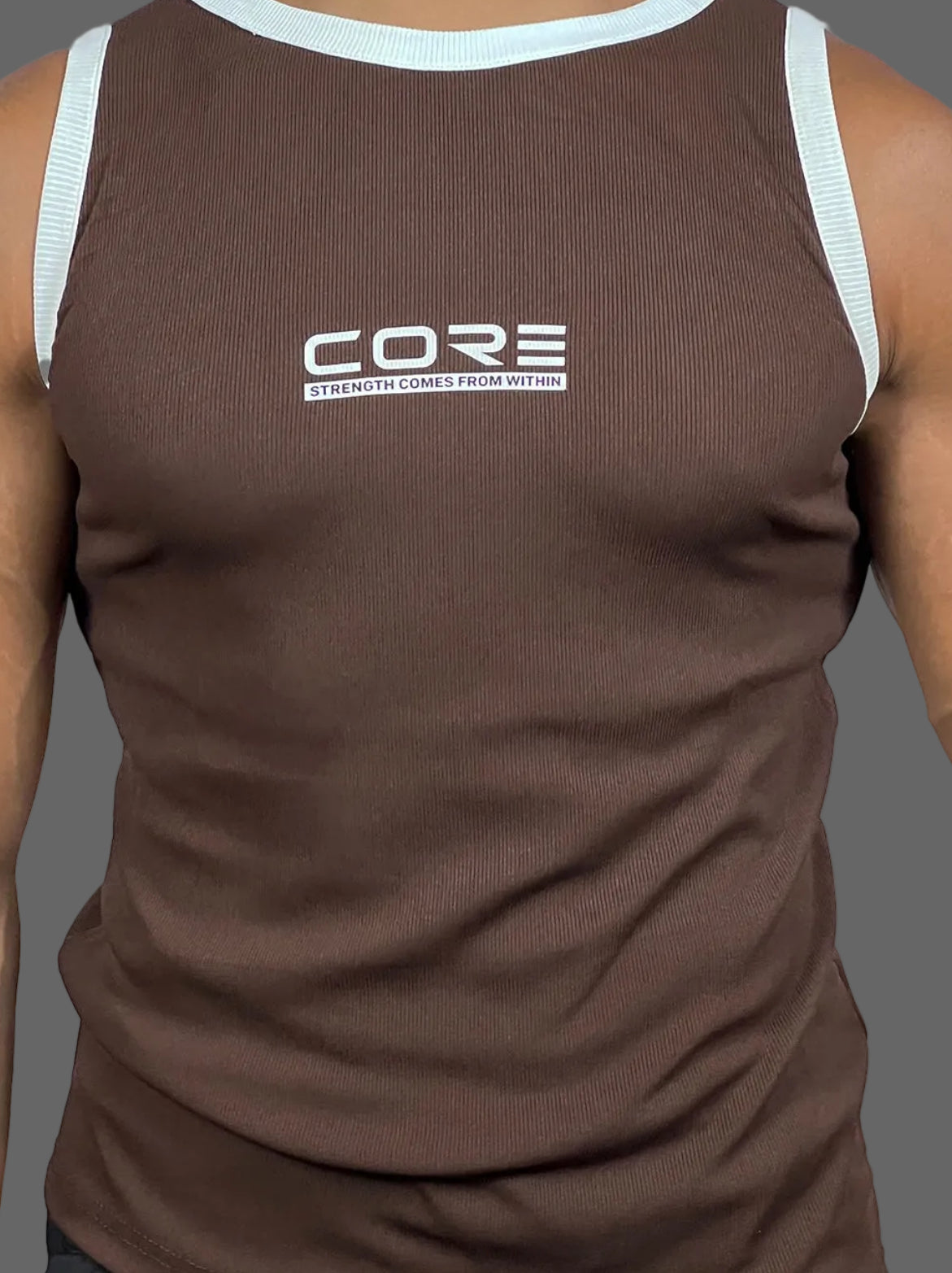 CORE Ribbed Tank Top Brown detail