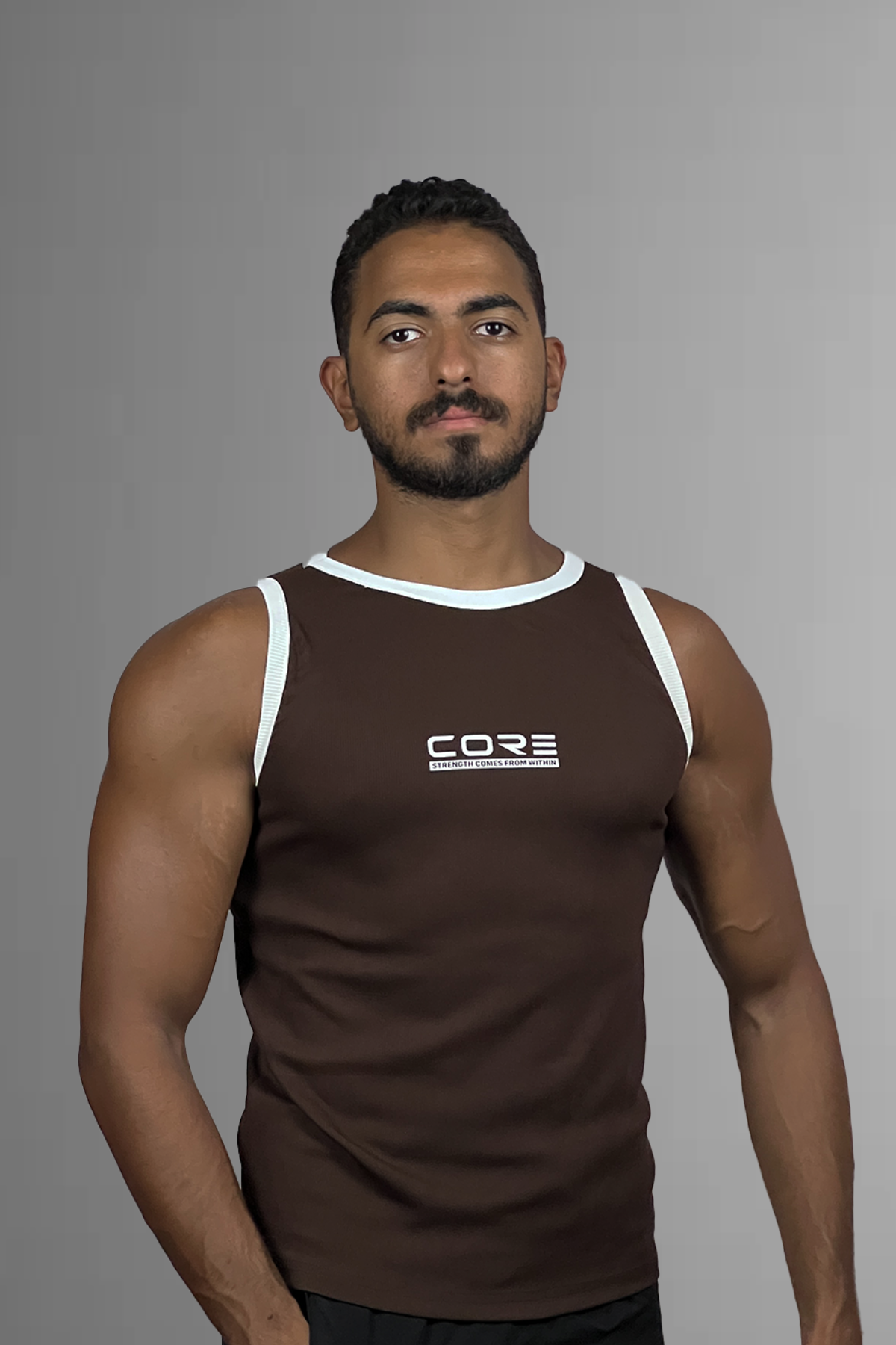 CORE Ribbed Tank Top Brown front