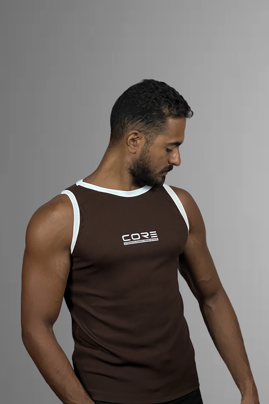 CORE Ribbed Tank Top Brown side