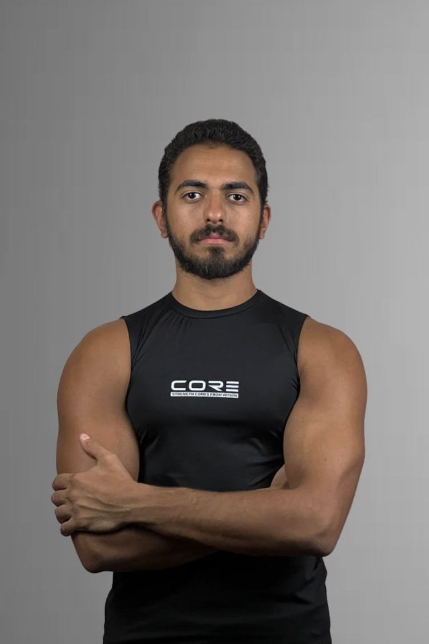CORE Sleeveless Compression Tank Black front pose