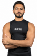 Sleeveless Compression Tank – Black - studio front photo on white background
